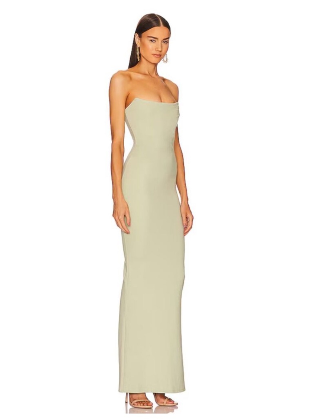 Michael Costello X Revolve Briggs Gown Ruched  Maxi Dress In Sage Size L - Picture 6 of 16